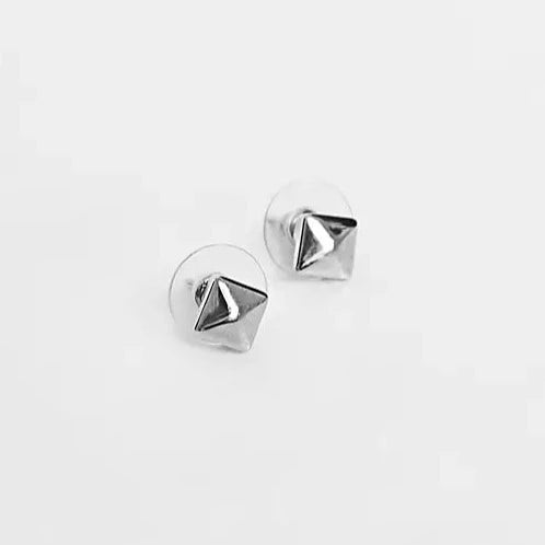 Lost Souls - Square Stud Earrings in Silver Stainless Steel