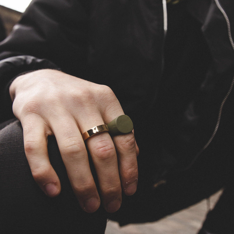 Pack of 2 Rings in Gold and Matte Khaki