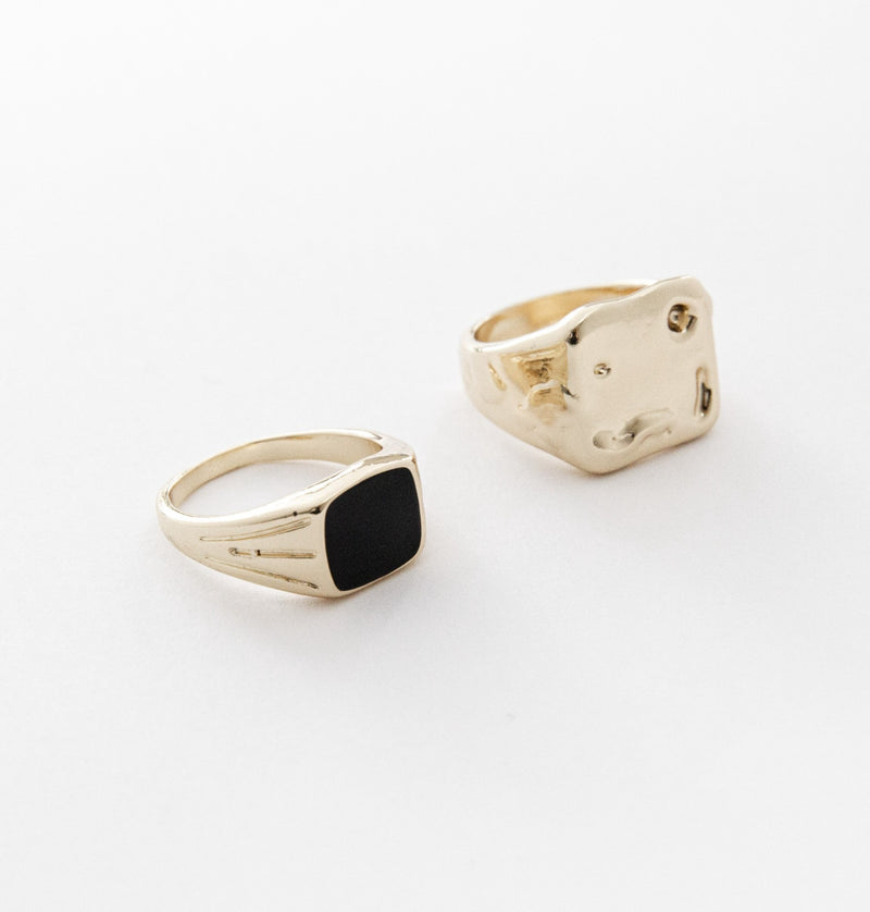 Signet Rings in Gold - 2 pack