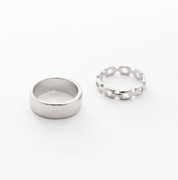 Chain and Band Ring 2-Pack in Silver
