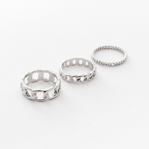 Chain Rings in Silver - 3 pack