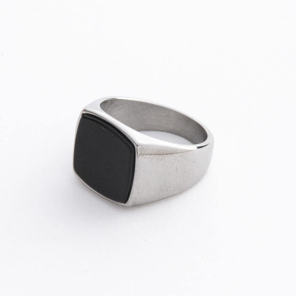 Signet & band ring 2-pack in silver stainless steel