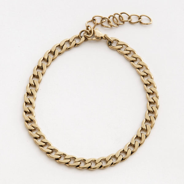 Gold Curb Chain Bracelet 6mm