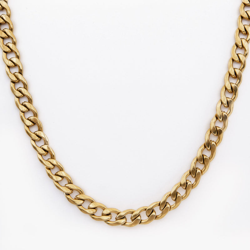 Gold Curb Chain Necklace 9mm