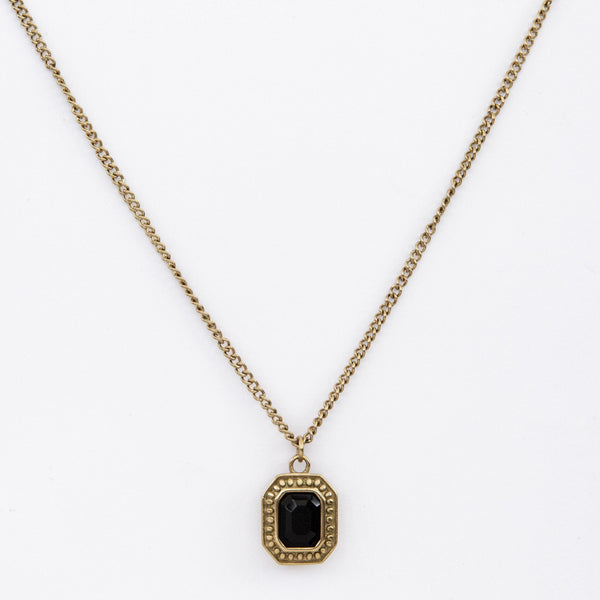 Gold Black Stone Necklace