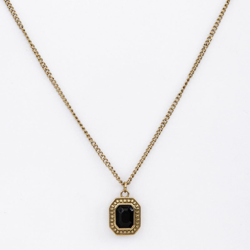 Black Cut Necklace in Gold stainless steel