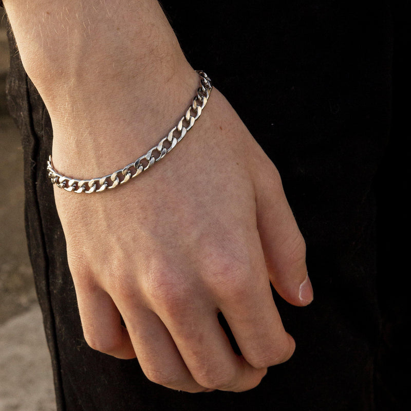 Silver Curb Chain Bracelet 6mm
