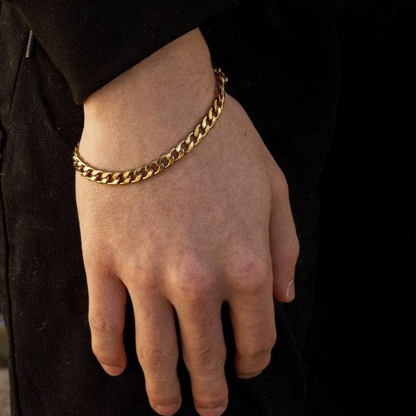 Gold Curb Chain Bracelet 6mm