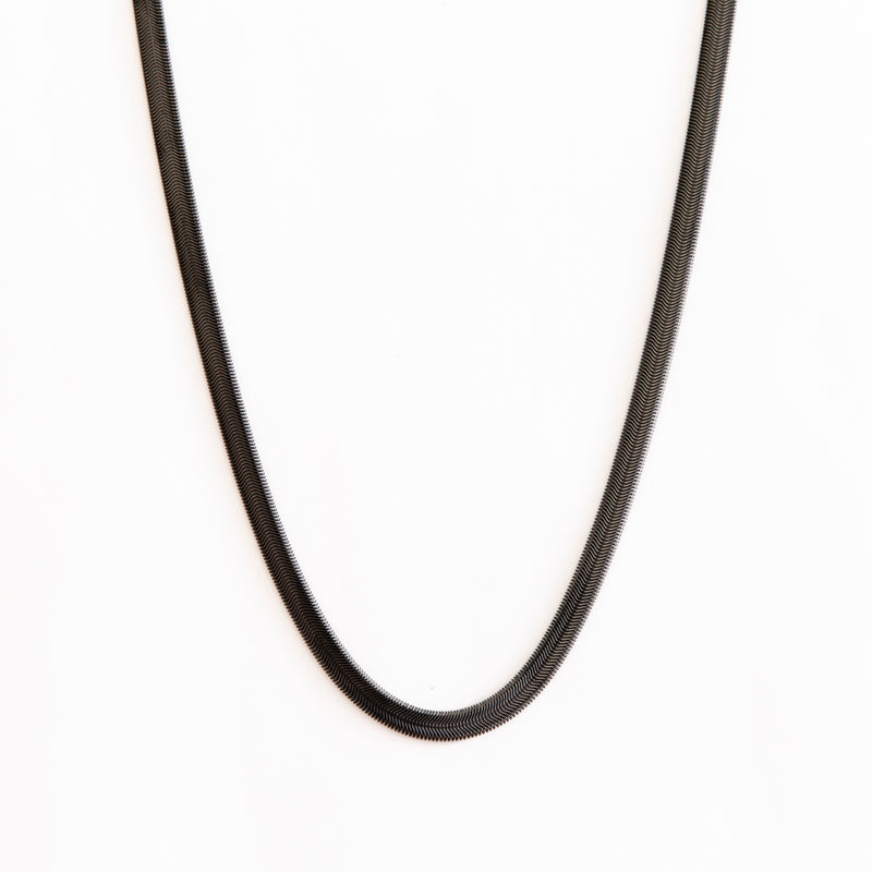 Snake Chain Necklace in Black Stainless Steel