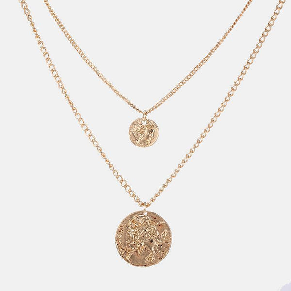 Layered Necklace With Circle Pendants In Gold