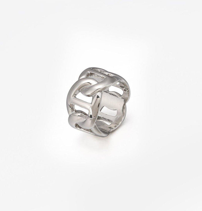 Anchor Chain Band Ring in Silver