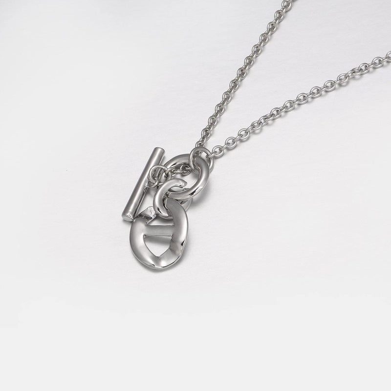 Necklace with Anchor Chain Link Pendant in Silver