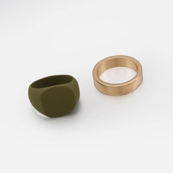 Pack of 2 Rings in Gold and Matte Khaki