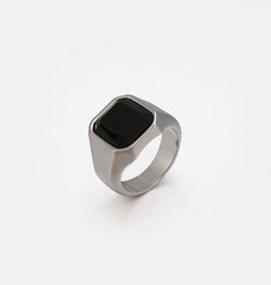 Signet Ring In Silver With Square Black Resin
