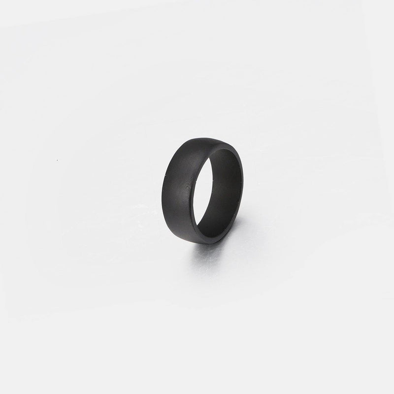 Signet & band ring in matte black - 2 pack