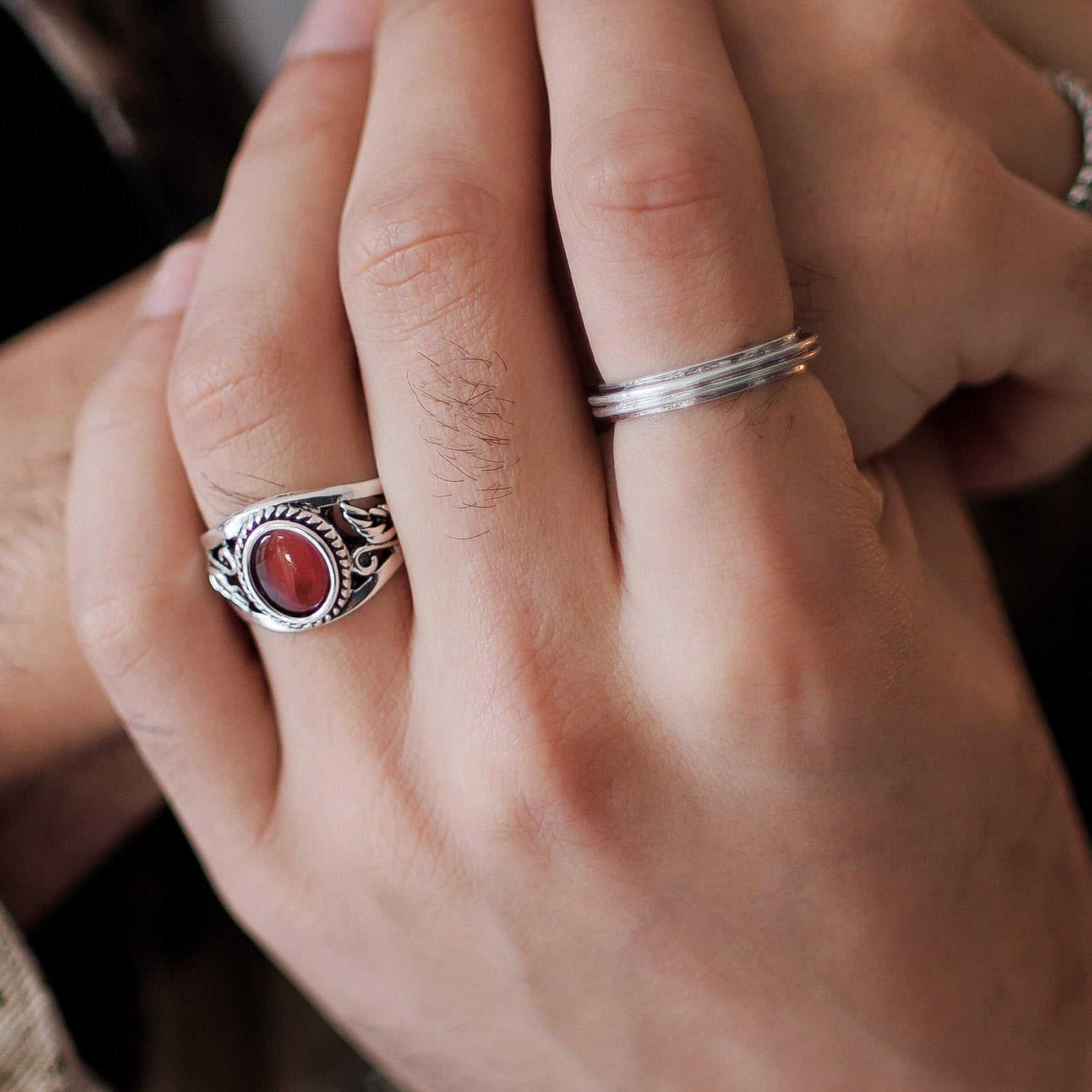 Red stone ring silver online