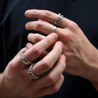 Silver Multi-Design Band Rings 6 Pack