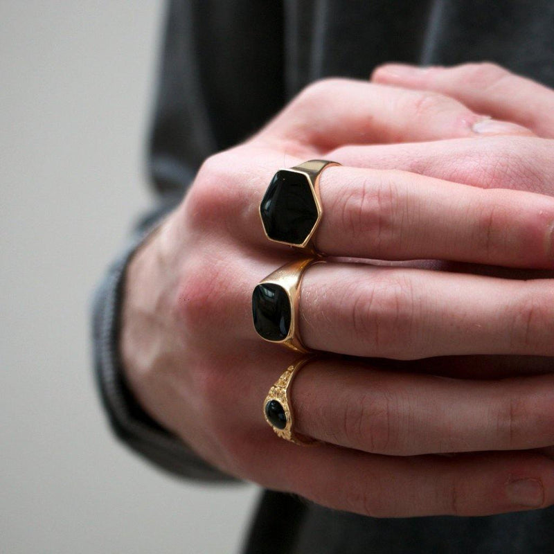 Gold & Black Chunky Rings In 3-Pack