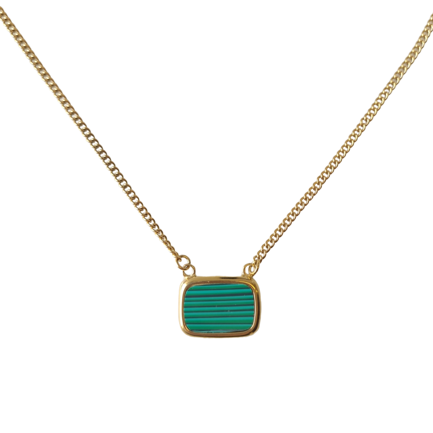 Lost Souls - Green Malachite Pendant Necklace in Gold Stainless