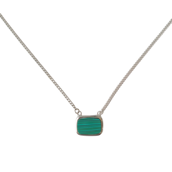 Lost Souls - Green Malachite Pendant Necklace in Silver Stainless Steel