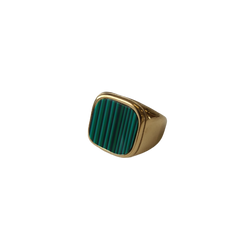 Lost Souls - Green Malachite Ring in Gold Stainless Steel