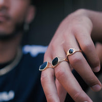 Gold & Black Chunky Rings In 3-Pack