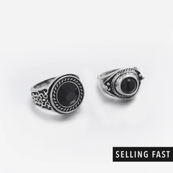 Statement Rings With Antique Silver In 2 Pack